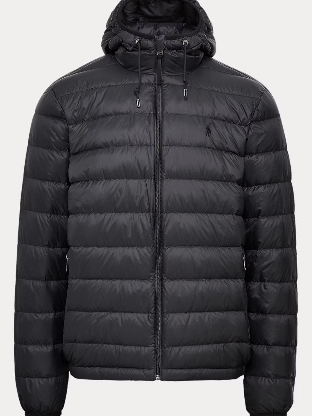 Polo Ralph Lauren Packable Down Puffer Jacket XL Black 750 Fill Hooded